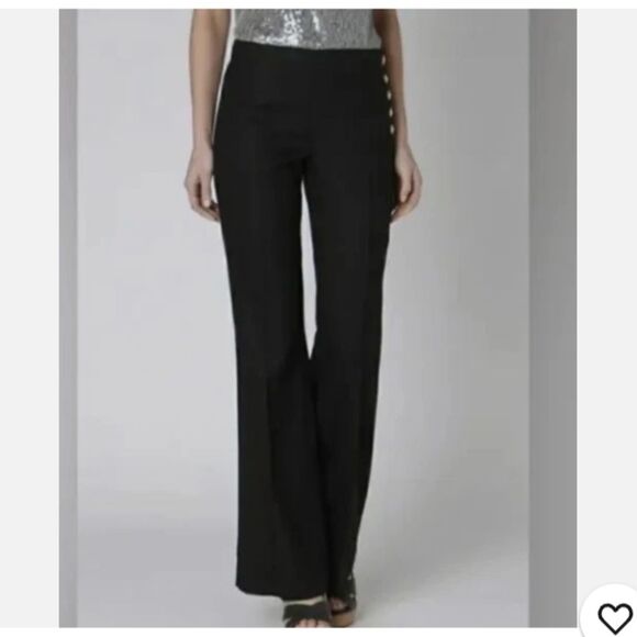 Cartonnier X Anthropologie Black Linen Flare Pants-Mid/Low Rise-Size 1 - Picture 1 of 14